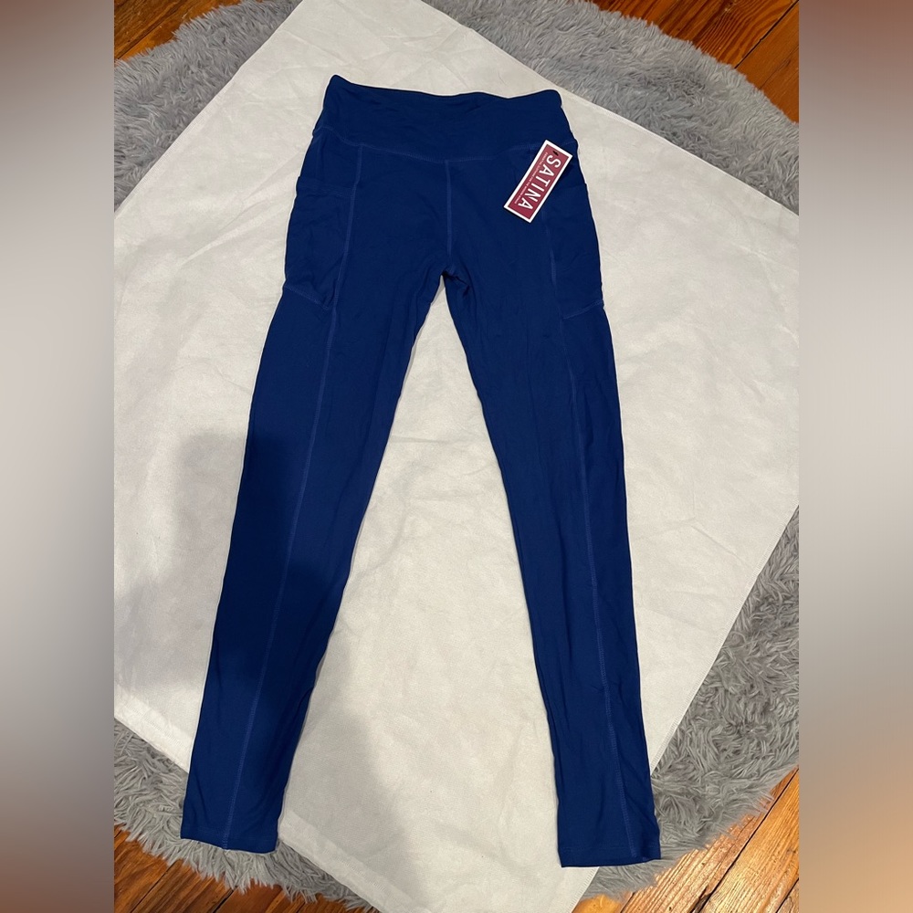 NWT Women’s SATINA Blue Leggings w/Pockets OS